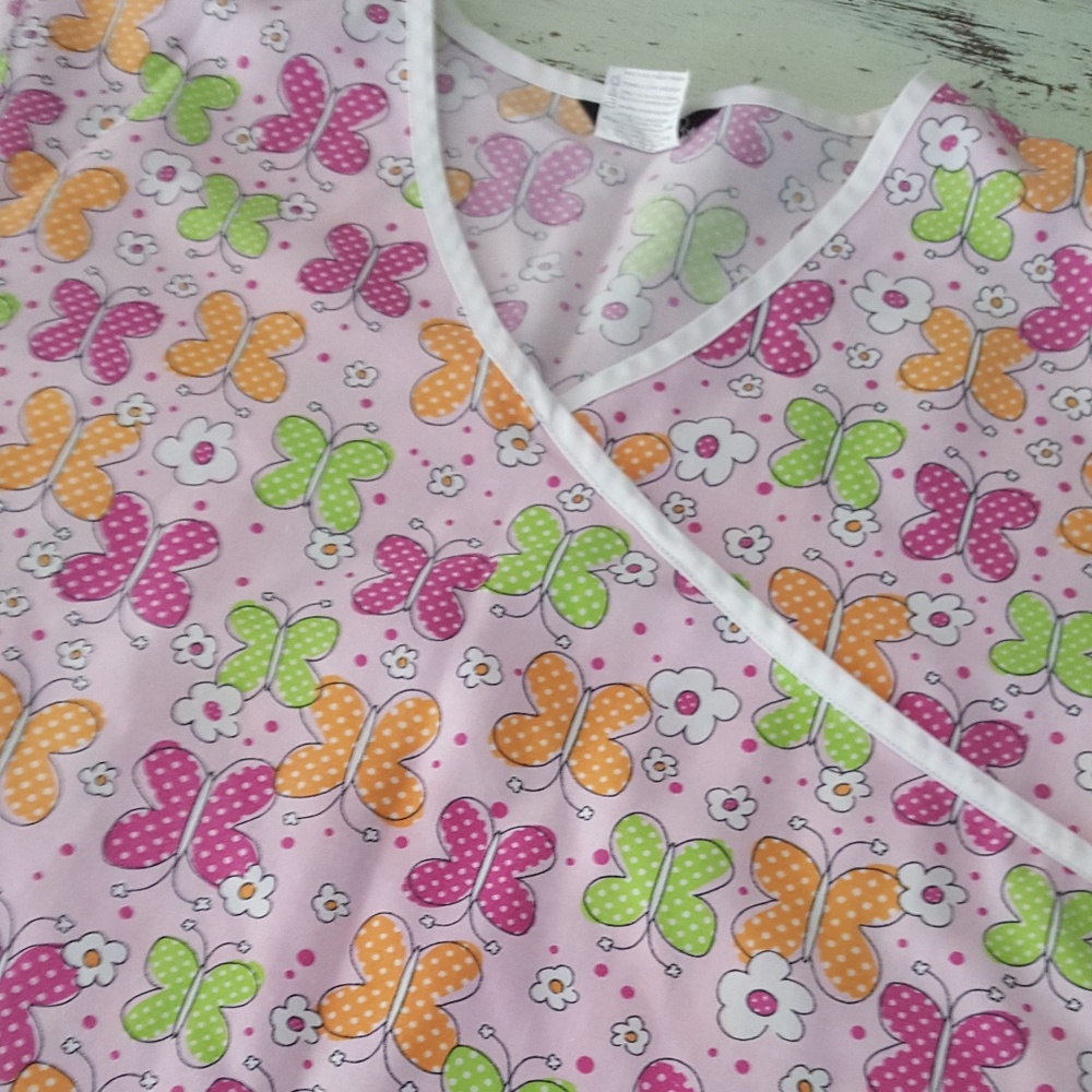 Cute Pink Pastel Butterfly Scrubs by Cocoom Medium